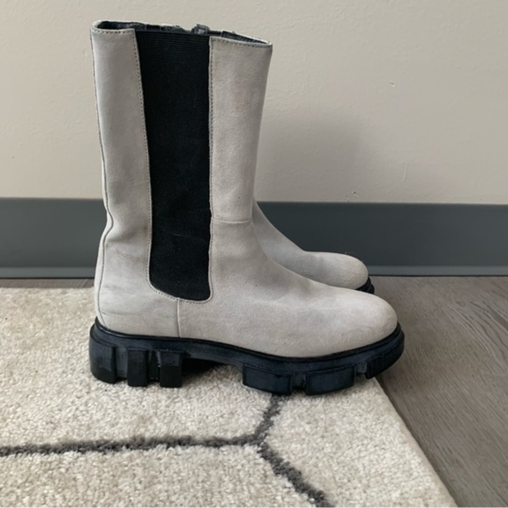 ✅ Free People Chelsea Boots Brooks Lug Soles in Suede Grey Blue - Picture 3 of 10